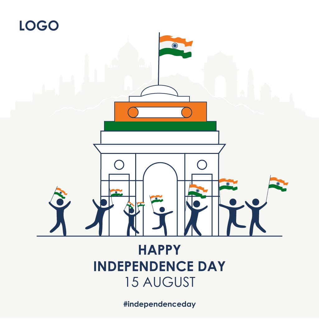 India Gate Independence Day Celebration Flat Illustration