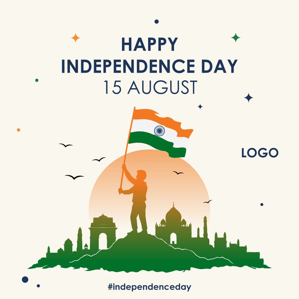 Independence Day Celebration with Indian Landmarks Illustration