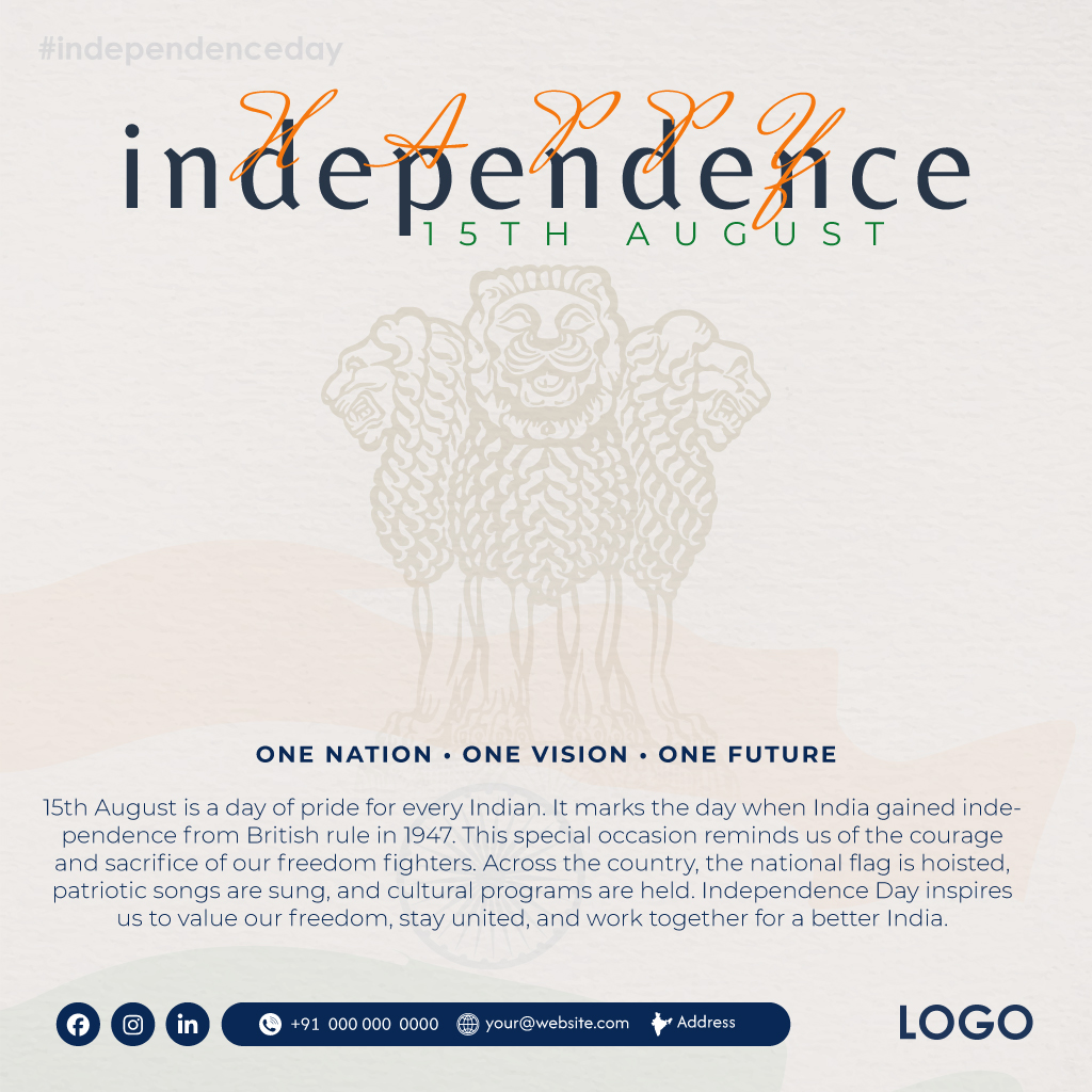 Happy Independence Day 15 August Social Media Post Template