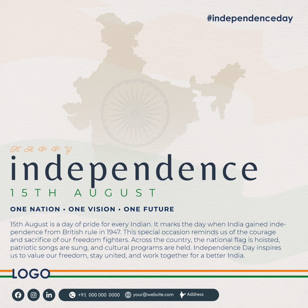 Happy Independence Day India Map Social Media Post Template