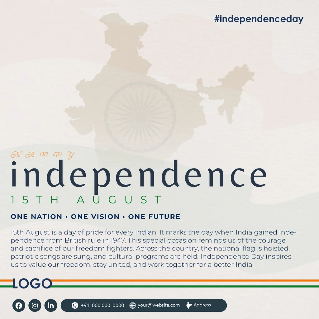 Happy Independence Day India Map Social Media Post Template