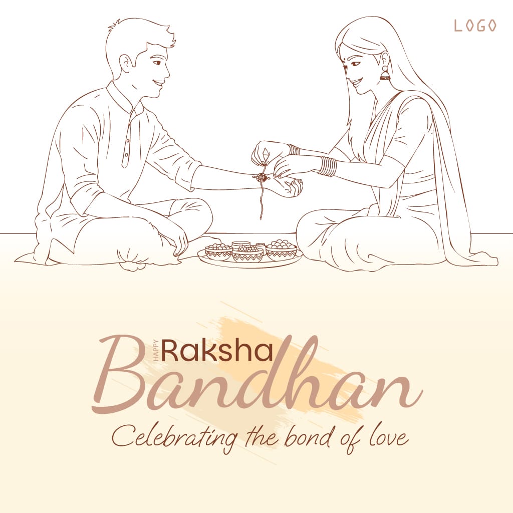 Raksha Bandhan Brother and Sister Celebrating Bond Illustration
