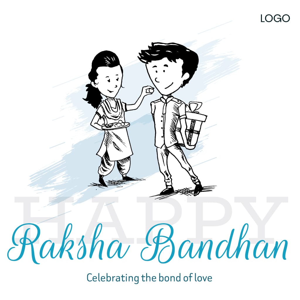Raksha Bandhan Brother and Sister Celebrating Bond of Love Illustration