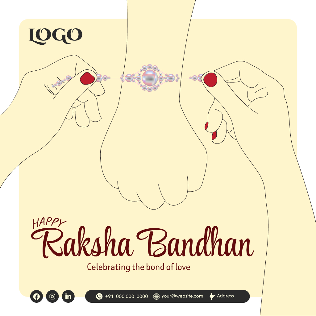Raksha Bandhan Rakhi Tying Hands Social Media Post Template