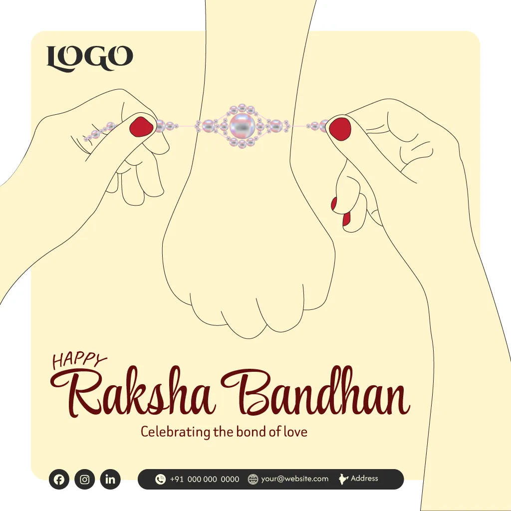 Raksha Bandhan Rakhi Tying Hands Social Media Post Template