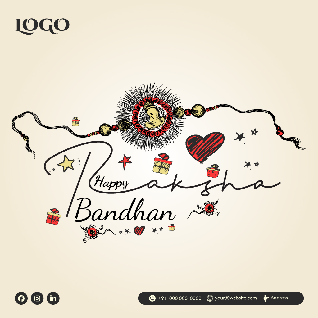Raksha Bandhan Rakhi Tying Hands Social Media Post Template