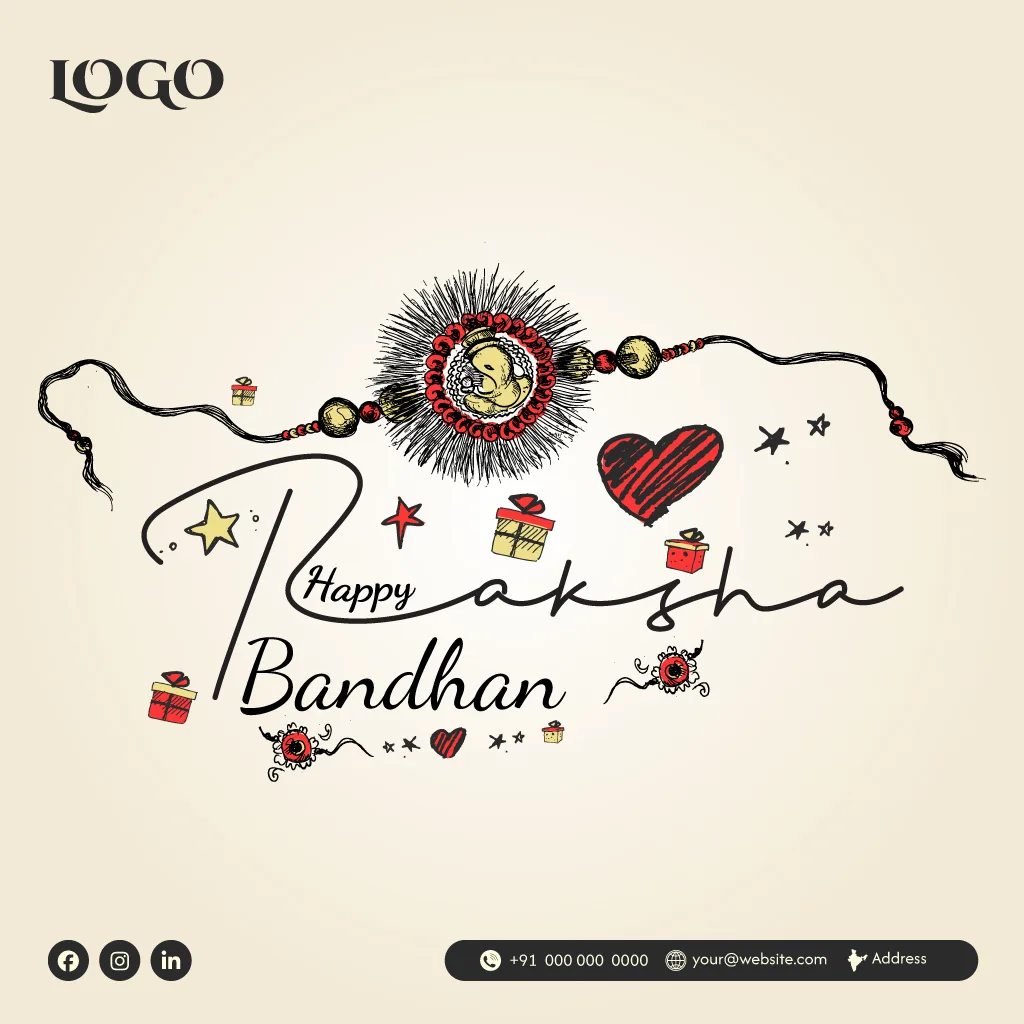 Raksha Bandhan Rakhi Tying Hands Social Media Post Template