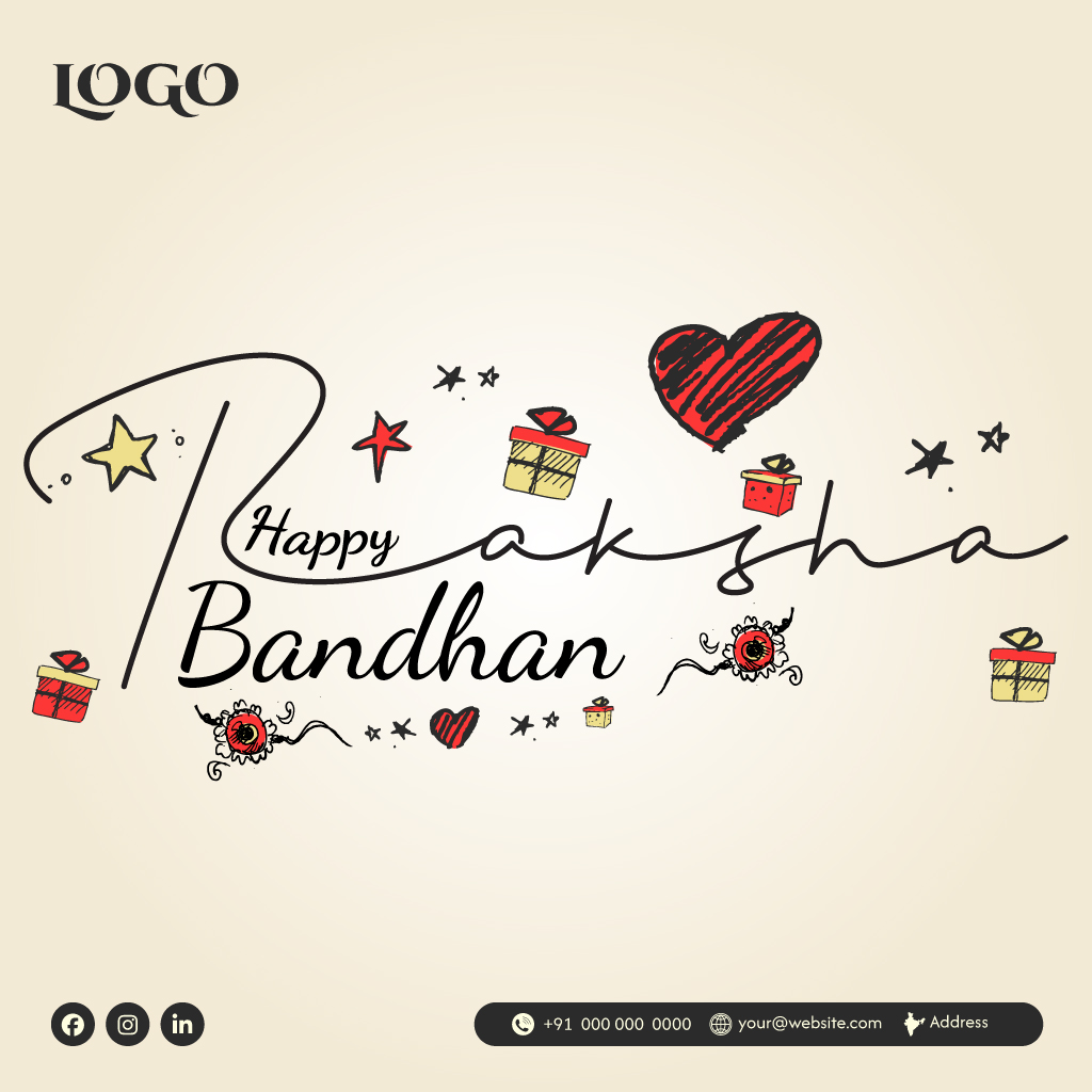 Happy Raksha Bandhan Typography Social Media Post Template